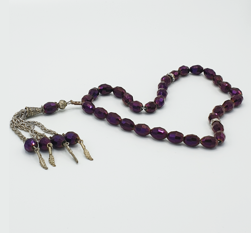Deep Amethyst Cut Glass Prayer Beads